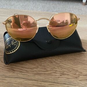 Ray-Ban ORB 3447 Rose Gold round lenses sunglasses